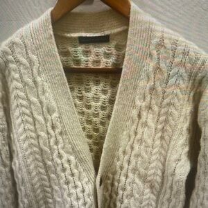 Brandy Melville Soft Cream Cable V-Neck Cardigan